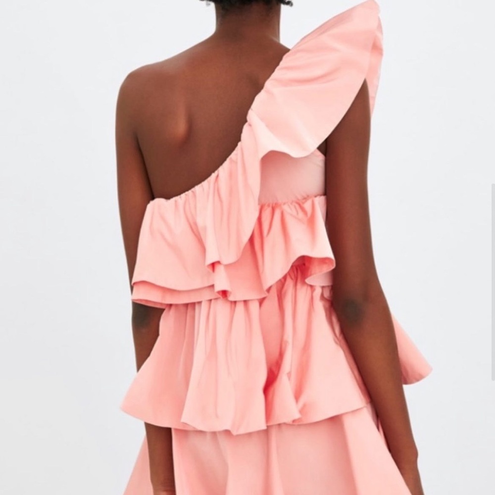 Zara PINK RUFFLE DRESS - Picture 11 of 15